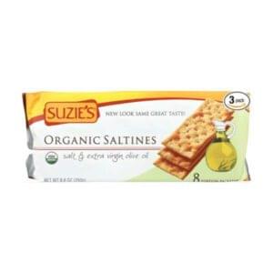 Suzie's Organic Saltines Crackers – Healthy Baked Snack, 3 Pack