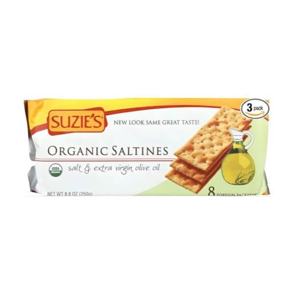 Suzie's Organic Saltines Crackers – Healthy Baked Snack, 3 Pack