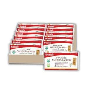 Suzie's Organic Rosemary Sesame Saltines Crackers – Vegan Snack, 12 Packs